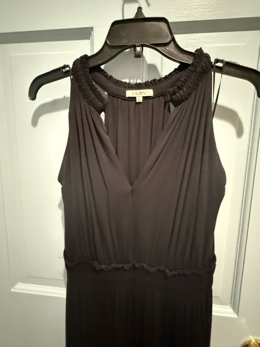 Z Supply Black Maxi Dress with Ruched Halter Neck